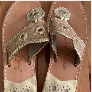 Jack Rogers Metallic Gold Glitter Sandals